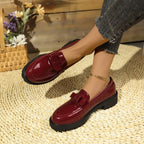 Damen Glänzende Loaferschuhe mit Eleganter Schnalle R&B
