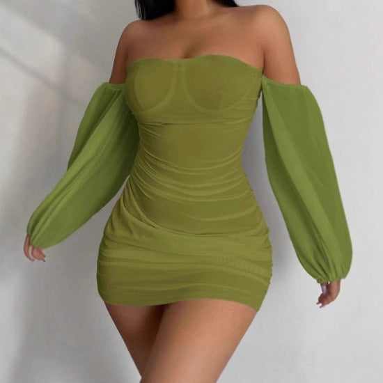 Damen Cocktailkleid mit Puffärmeln und figurbetontem Design R&B