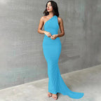 Damen Elegantes Wickelkleid mit asymmetrischem Saum und figurbetontem Schnitt EB