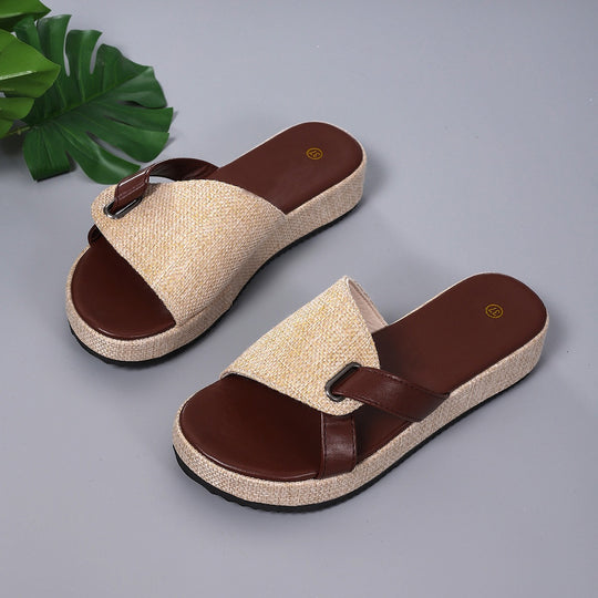 Damen bequeme Schlappen mit modischem Faltendesign R&B