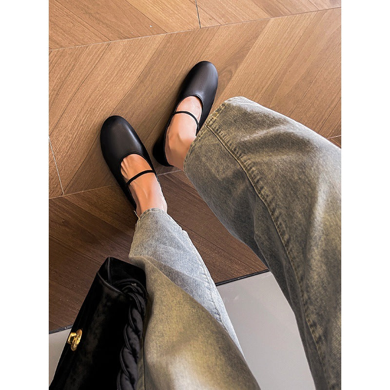 Damen Ballerinas aus hochwertigem, elastischem Material mit modischem Riemen R&B