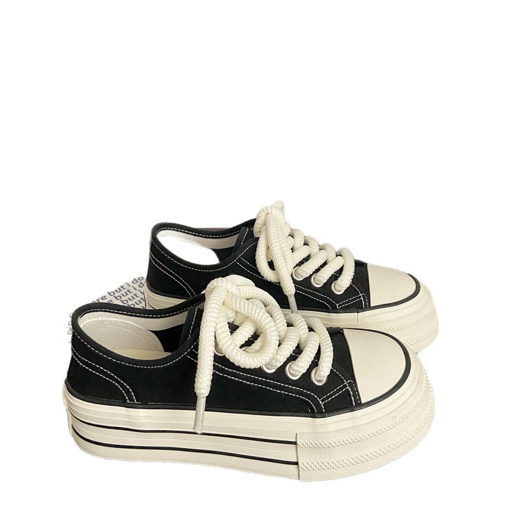 Damen Fashion Plateau Sneakers mit robustem Obermaterial und gestreiftem Sohlenprofil R&B