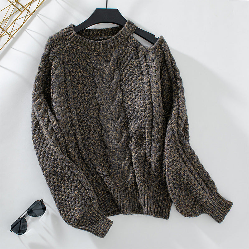 Damen Grobstrickpullover mit eleganter Struktur und modischen Puffärmeln R&B
