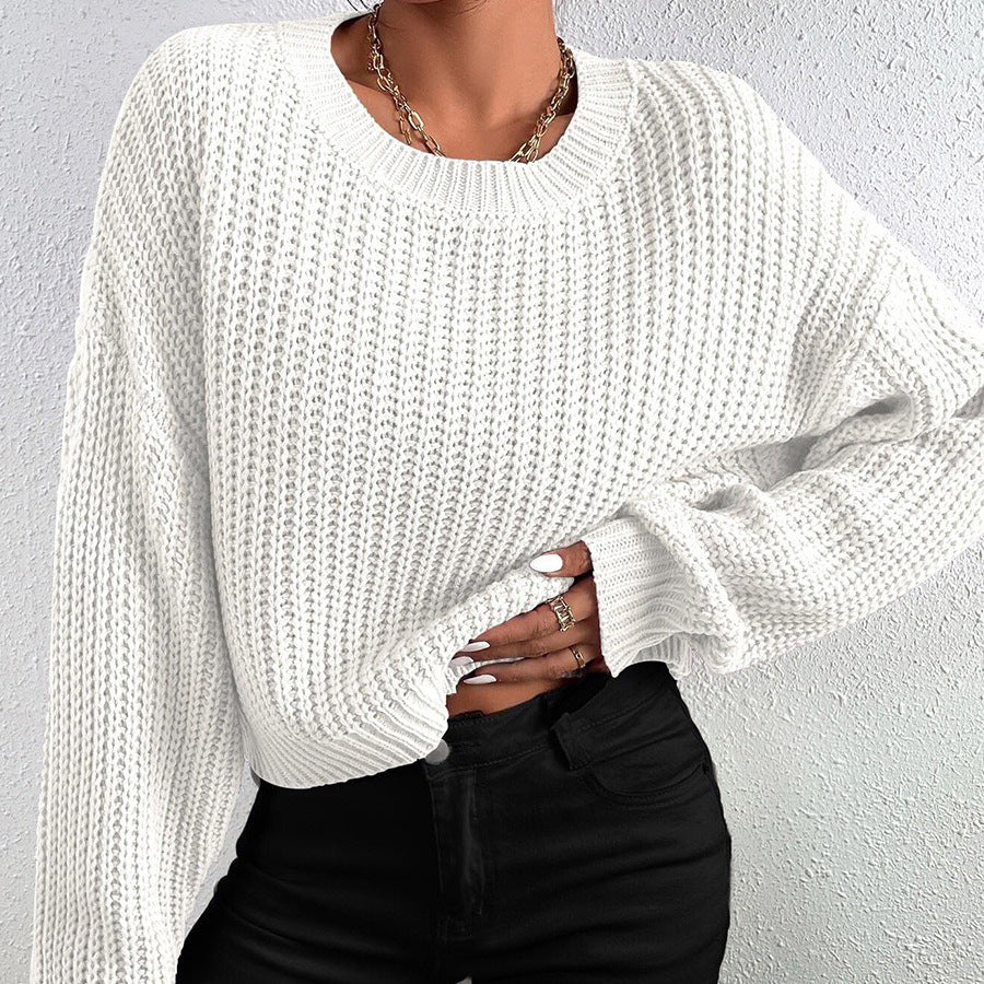Damen Grobstrickpullover mit lässigem Schnitt und überschnittenen Schultern R&B