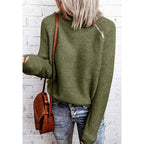 Damen lässiger Strickpullover mit hochgeschlossenem Kragen und dekorativen Nähten R&B