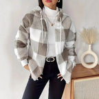 Damen Kuschelige Kapuzenjacke im Karodesign R&B