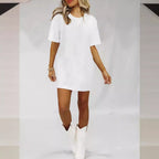 Damen oversized Baumwoll-T-Shirt mit geradem Schnitt und minimalistischem Design R&B