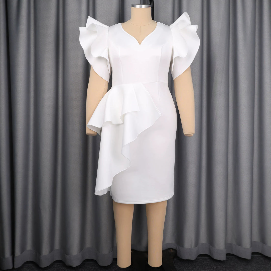 Damen Figurbetontes Kleid mit voluminösen Rüschendetails R&B