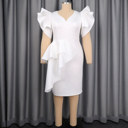 Damen Figurbetontes Kleid mit voluminösen Rüschendetails R&B