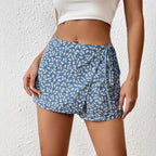 Damen Modische Shorts mit Blumendruck und elastischem Bund EB