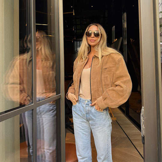 Damen Snacklederjacke mit lässigem Schnitt R&B