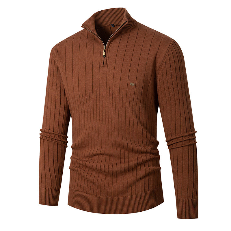Herren Pullover mit modernem Reißverschluss und Rippenstruktur R&B