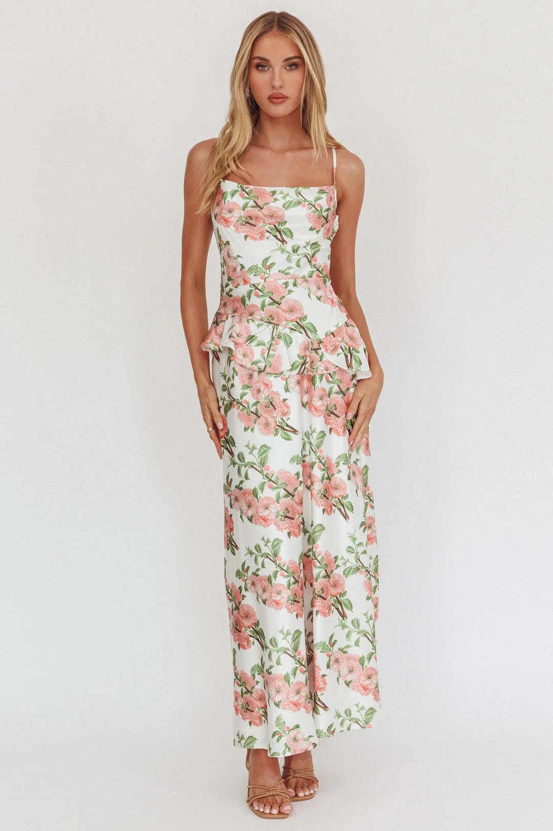 Damen Elegantes Peplum-Kleid mit floralem Design R&B