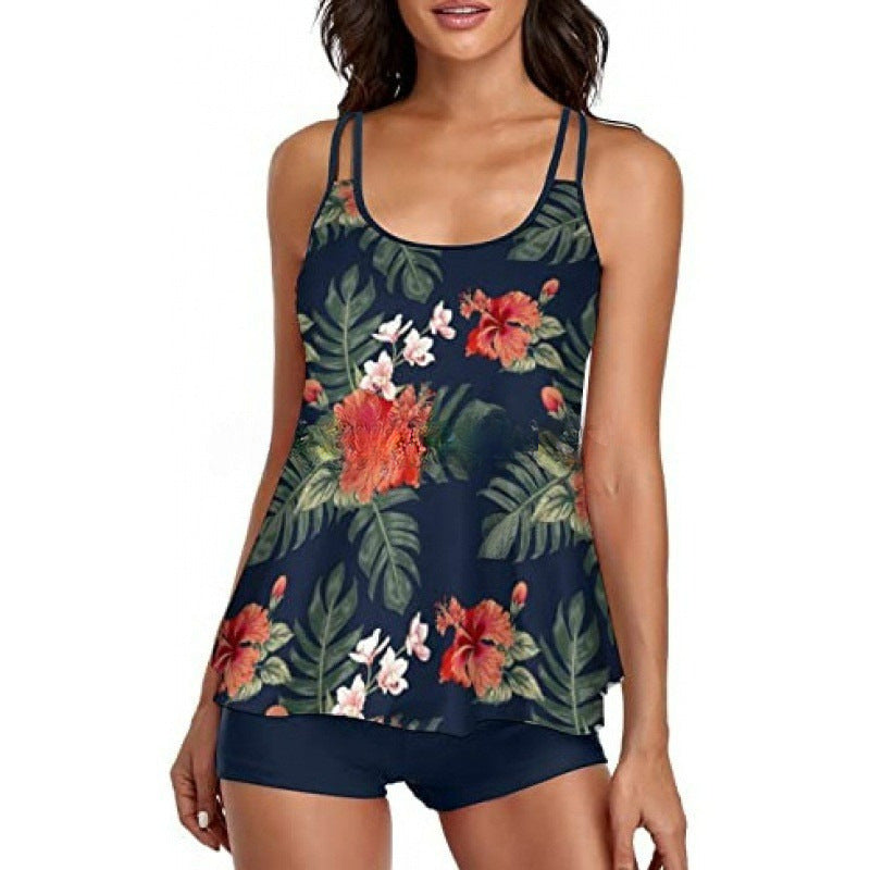 Damen Sportliches Tankini-Set mit bequemem Shorts und verstellbaren Trägern R&B