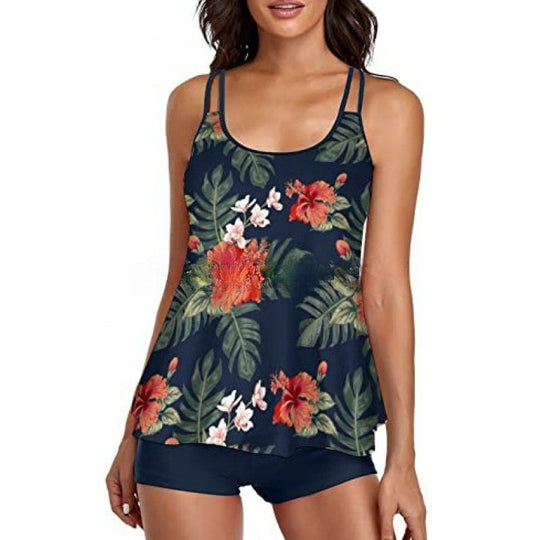 Damen Sportliches Tankini-Set mit bequemem Shorts und verstellbaren Trägern R&B