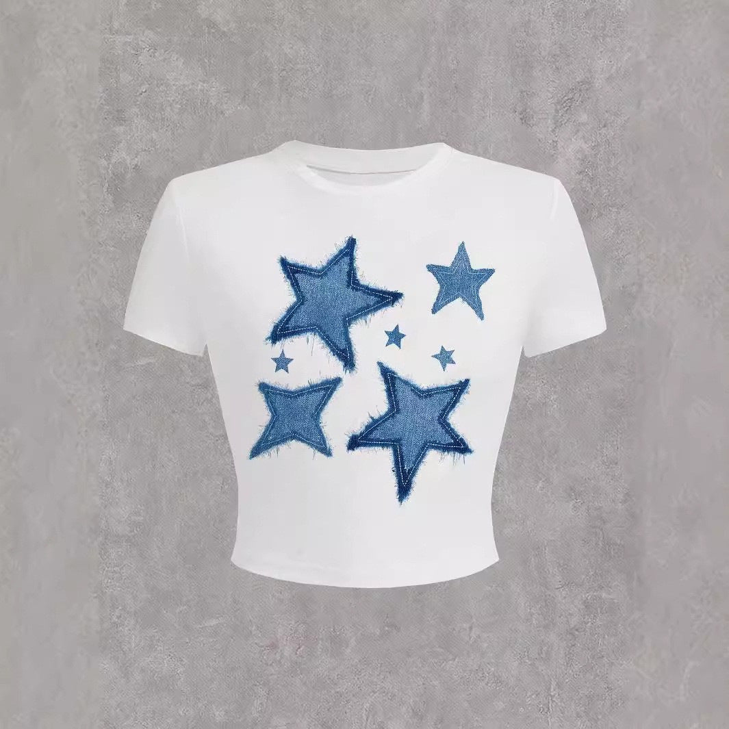 Damen Kurzarm T-Shirt mit auffälligem Motorrad-Design R&B
