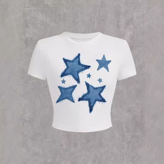 Damen Kurzarm T-Shirt mit auffälligem Motorrad-Design R&B