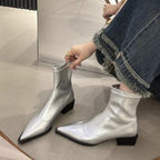 Damen elegante Stiefeletten mit spitzem Zehenbereich und Blockabsatz R&B