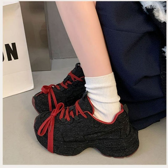 Damen bequeme Chunky Sneaker mit atmungsaktiver Obermaterial R&B