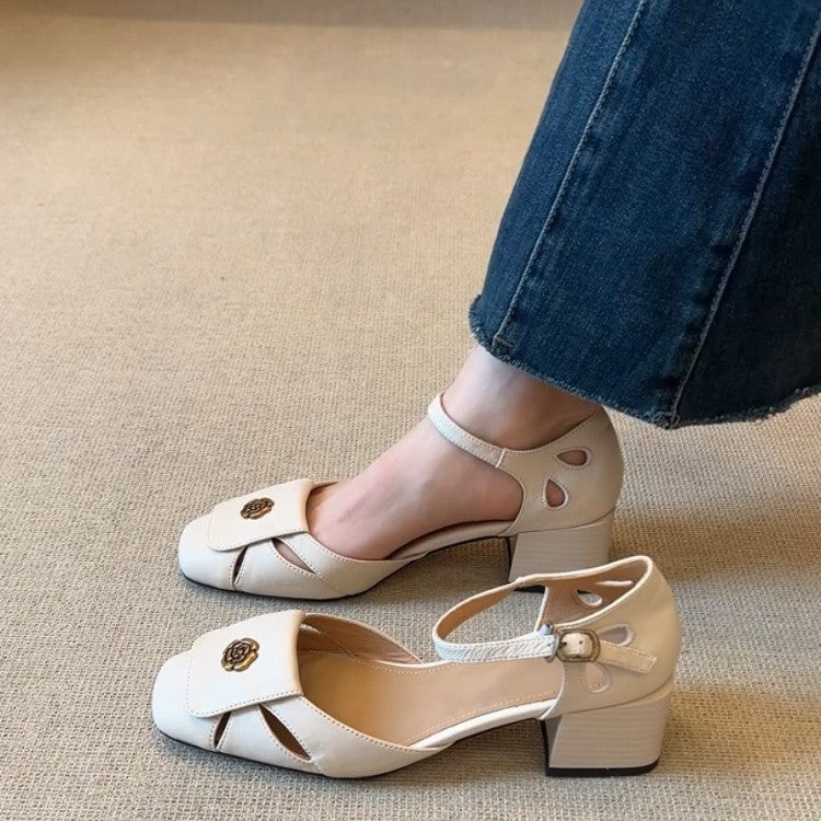 Damen Elegante Riemchen-Pumps mit quadratischer Zehenpartie und dekorativem Detail R&B