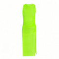 Damen ärmelloses Strandkleid mit seitlichem Rüschendetail R&B