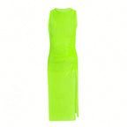 Damen ärmelloses Strandkleid mit seitlichem Rüschendetail R&B