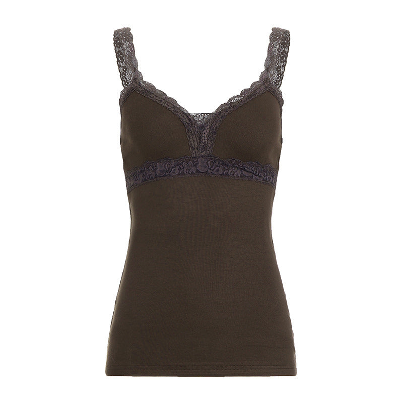 Damen Spitzen-Trägertop mit elegantem Design und zarten Rüschen R&B