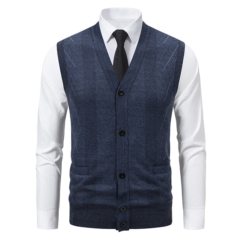 Herren elegante Weste mit strukturiertem Design und praktischen Taschen