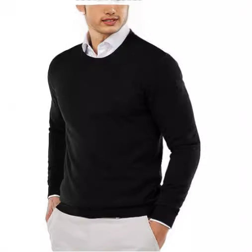 Herren eleganter Rundhals-Pullover aus feiner Baumwolle R&B