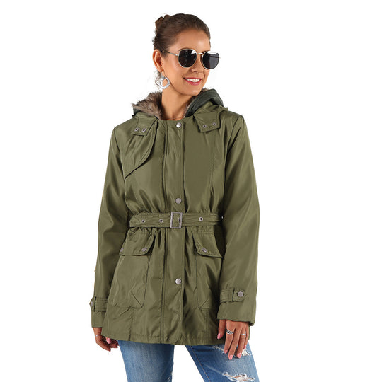 Damen Outdoor Parkajacke mit verstellbarem Kordelzug und abnehmbarer Kapuze R&B