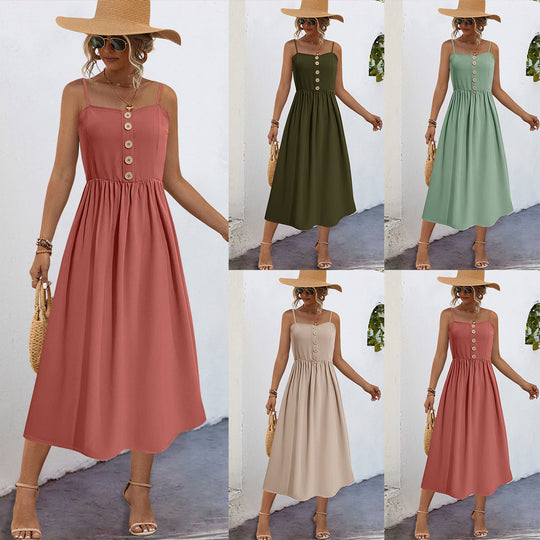Damen Sommerliches Maxikleid mit Knopfdetails und komfortablem Schnitt R&B