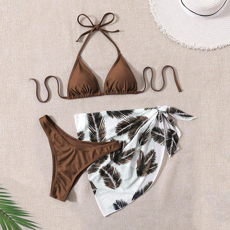 Damen Triangel-Bikini mit gefüttertem Oberteil und elegantem Wickeltuch