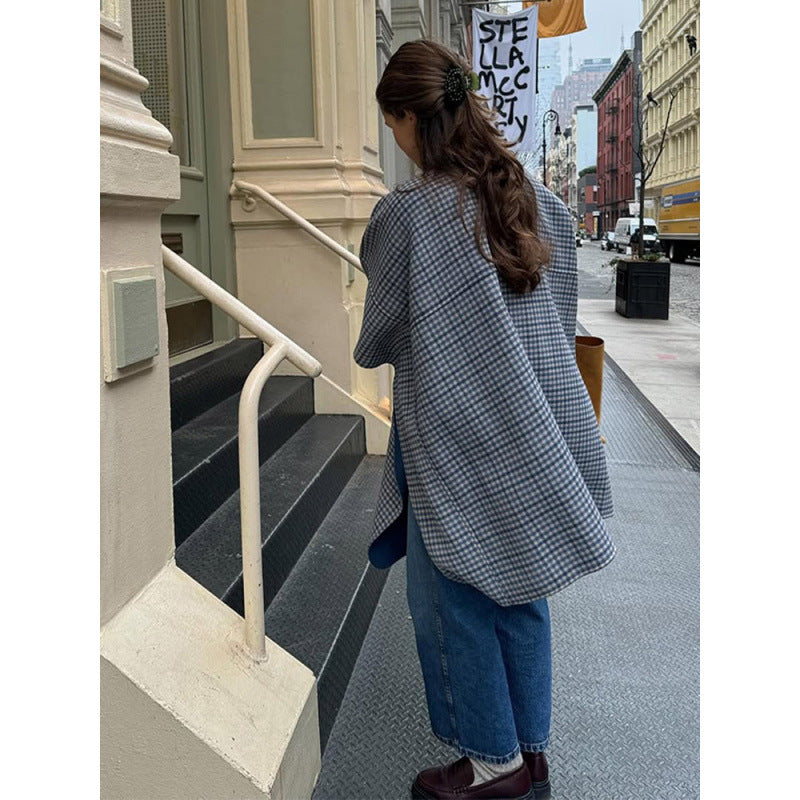 Damen Übergrößen-Hemdjacke mit Karomuster und lässiger Passform R&B