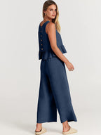 Damen Set mit lässigem Rüschendesign und weiten Hosen R&B