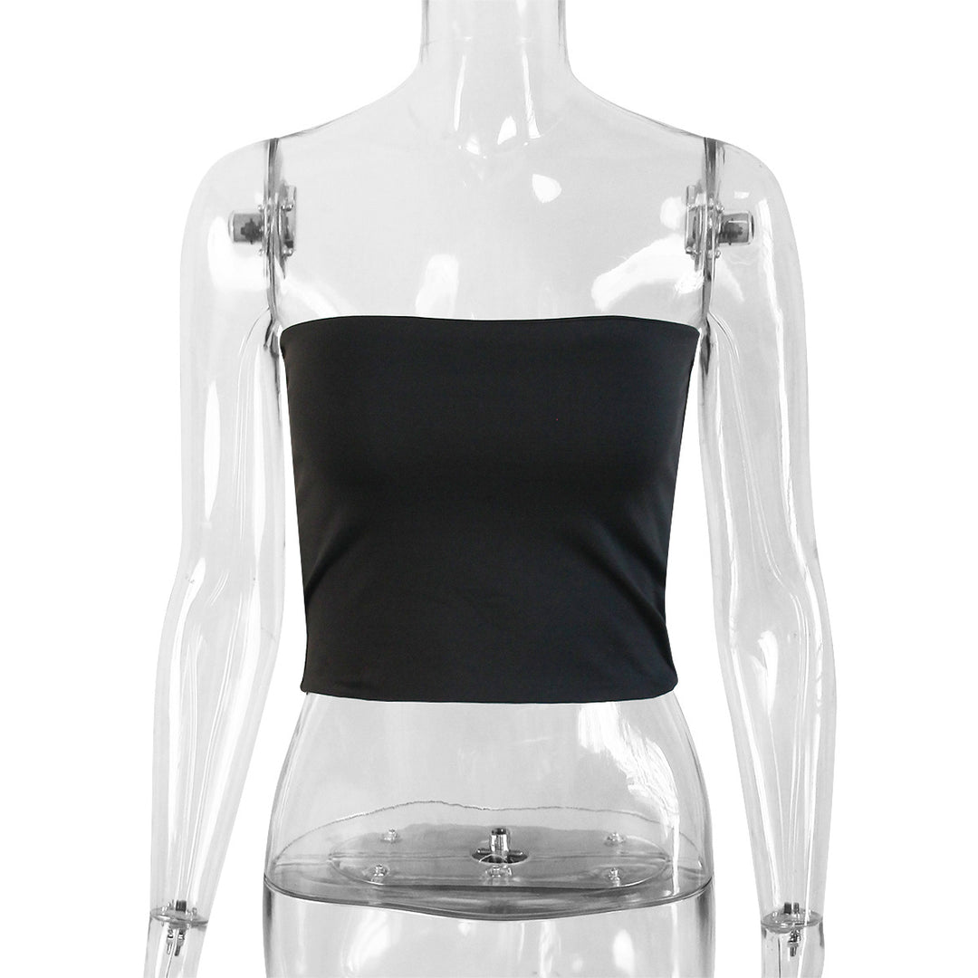 Damen Trägersloses Crop-Top aus elastischem Material R&B