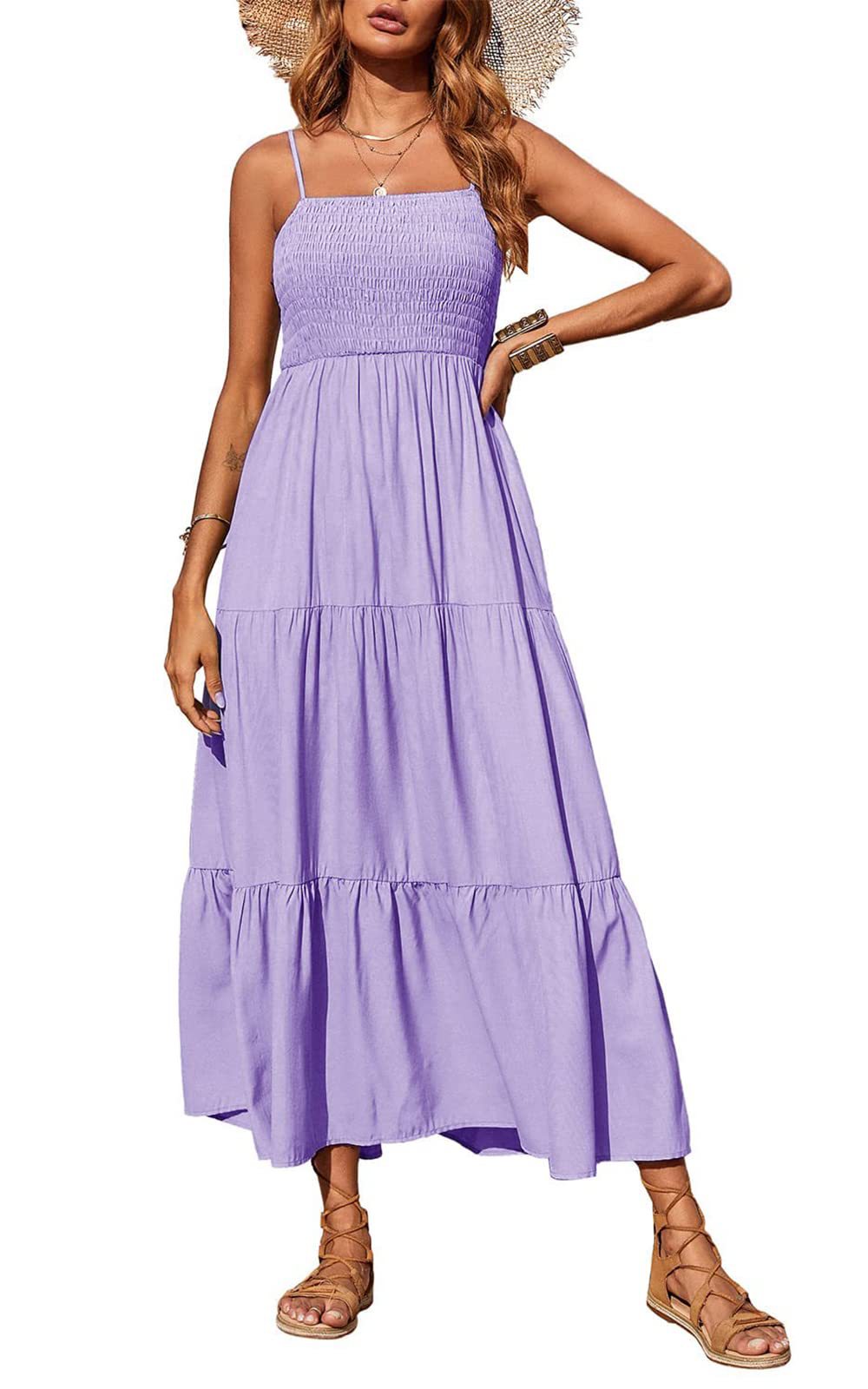 Damen Maxidress mit Spaghettiträgern und Volant-Design R&B