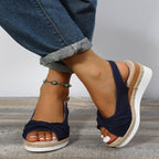 Damen Wedge-Pantoletten mit dekorativem Knoten-Design und komfortablem Fußbett R&B