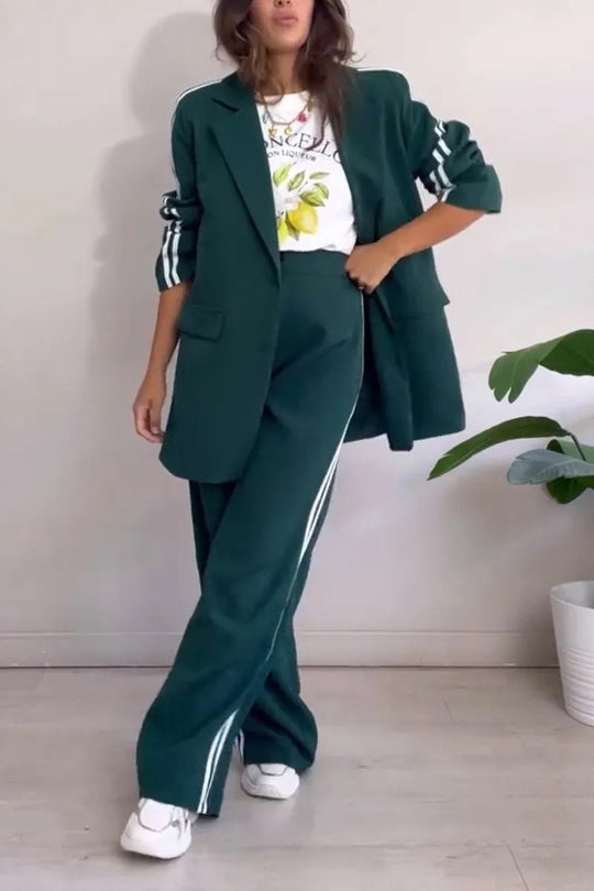 Damen elegantes Blazer-Set mit sportlichen Akzenten und weitem Schnitt R&B