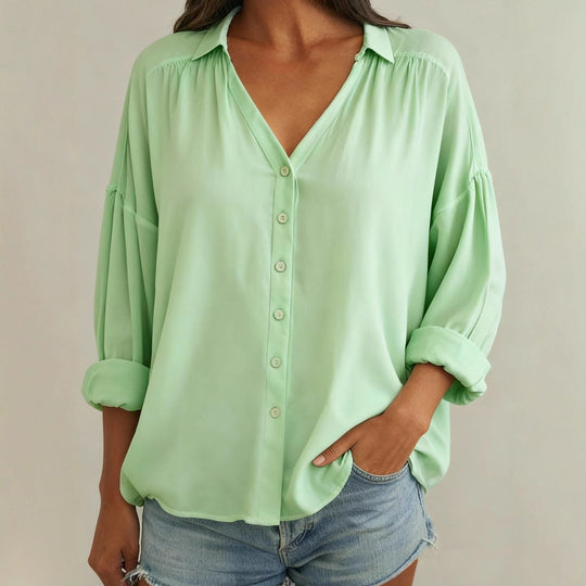 Damen Bluse mit lässigem Schnitt und Knopfdetails R&B