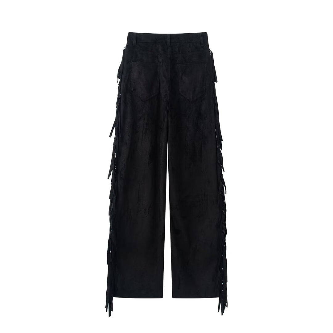 Damen weite Hose mit Fransen und modernem Schnitt R&B