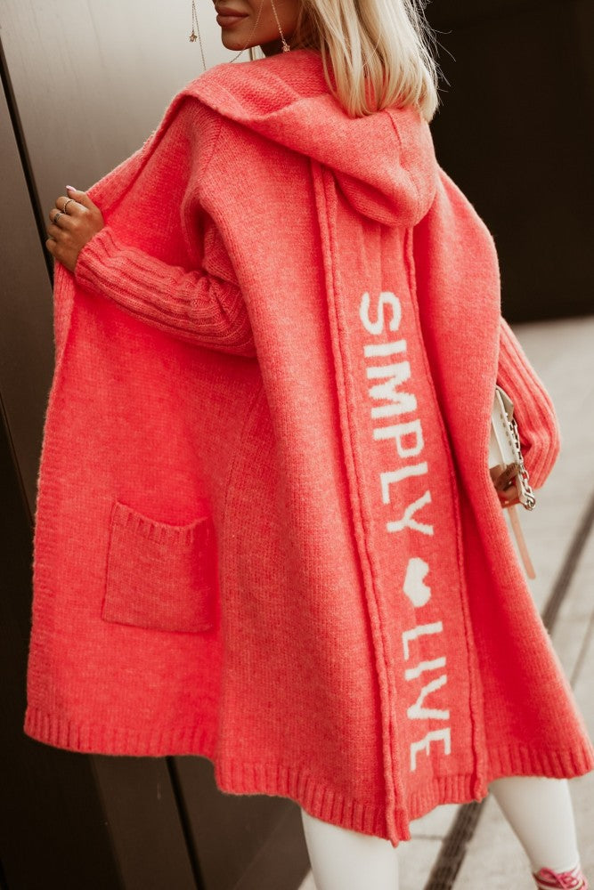 Damen Langarm-Strickmantel mit praktischen Taschen und offener Front R&B
