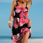 Damen luftiges Strandkleid mit floralem Wasserfarben-Design R&B