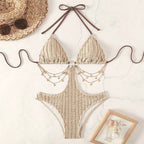 Damen Triangel-Bikini mit glänzenden Kettenakzenten und raffiniertem Design R&B