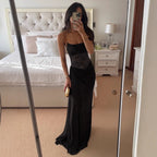 Damen Elegantes Cocktailkleid mit Spitzenoberteil und fließendem Rock R&B