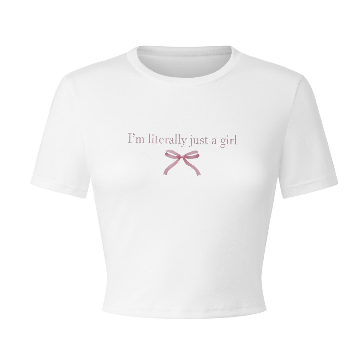 Damen Crop-T-Shirt mit kreativem Schriftzug und Schleifendetail R&B
