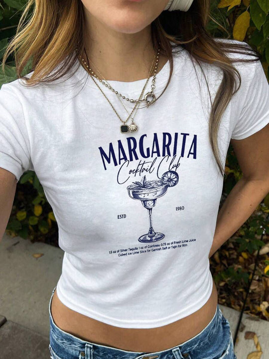 Damen Crop-T-Shirt mit kreativem Nostalgie-Druck und lässigem Schnitt R&B