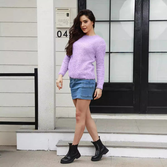 Damen kuscheliger Strickpullover mit hoher Elastizität und modernem Design R&B