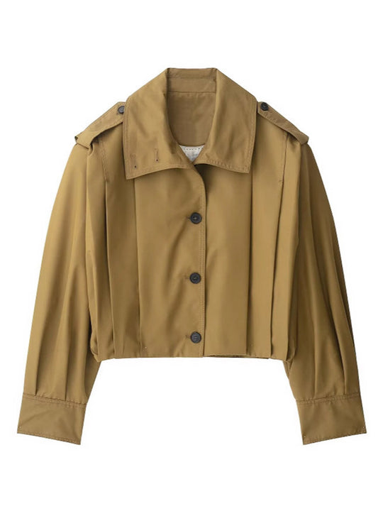 Damen cropped Trenchcoat mit eleganten Knopfdetails R&B