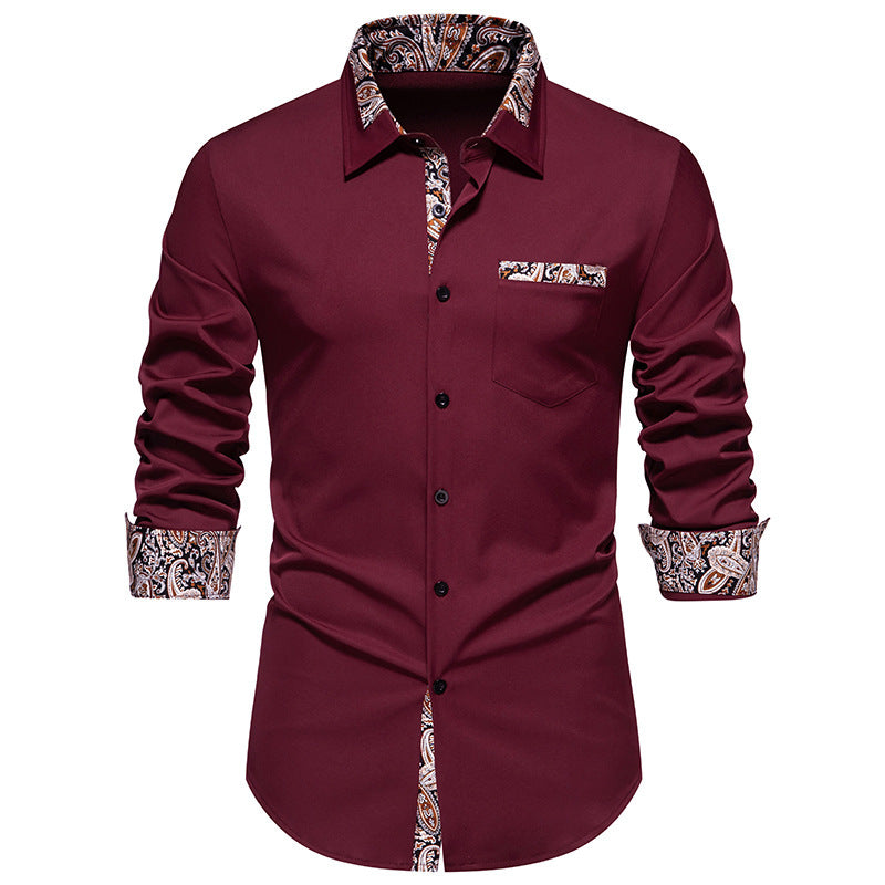 Herren Langarmhemd mit eleganten Paisley-Mustern R&B