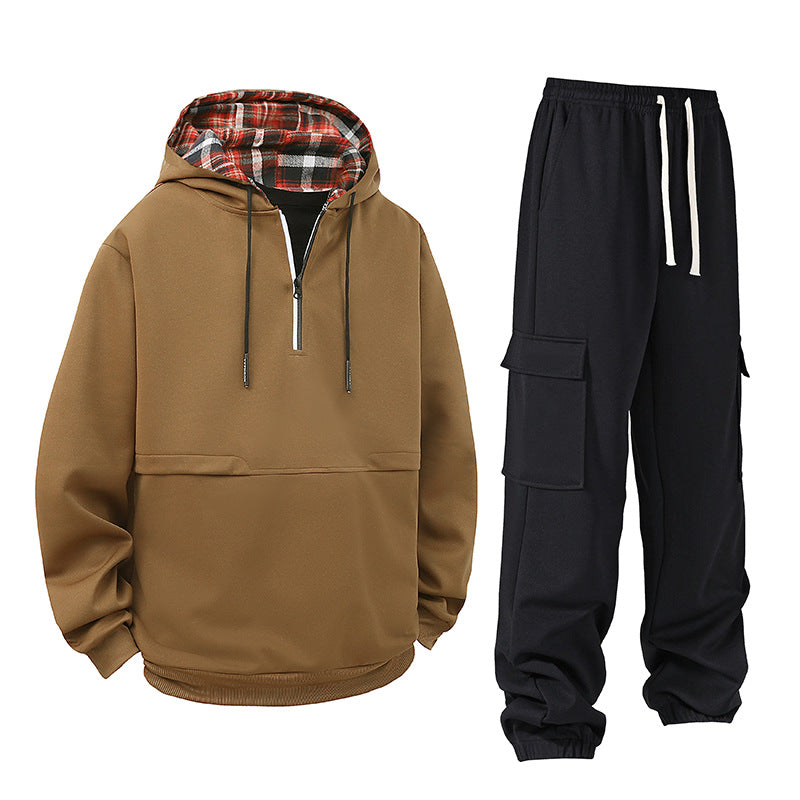 Damen lässiger Hoodie mit Druckknopf und Cargo-Hose R&B